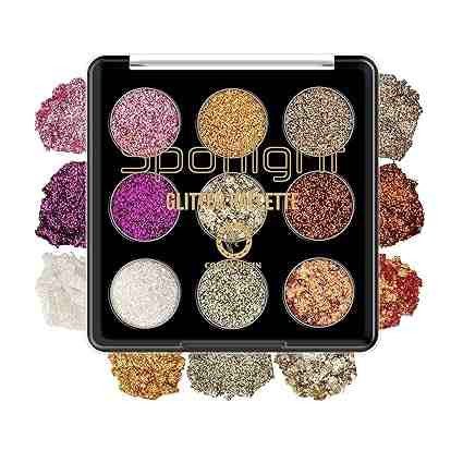 COLORS QUEEN Glitter Eyeshadow Palette, 9 Glitter Eyeshades| Shimmery Finish, Blendable Eyeshadow, Finely Pressed & Pigmented Glitter Shades (15 Gram)