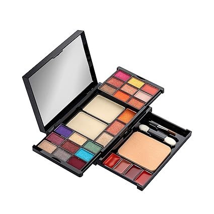 Colors Queen Eye See You Makeup Kit with 18 Shimmery Eyeshadows, 3 Highlighters, 2 Compact Powder, 2 Applicator and 1 Sponge | Eye, Face & Lips Palette for Women 29Gg