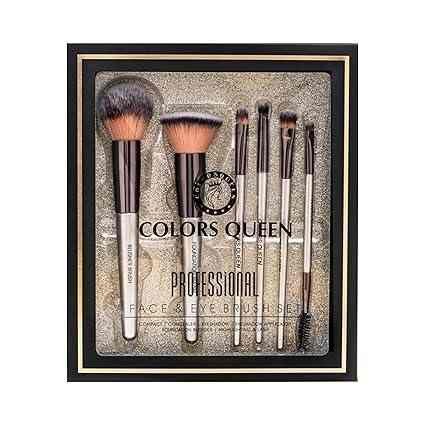 Colors Queen Professional Face & Eye Makeup Brush Set of 6 | Premium Easy to Hold, Ultra Soft Bristles, Face & Eye Makeup Brush Set for Liquid, Cream & Powder Application BR 06