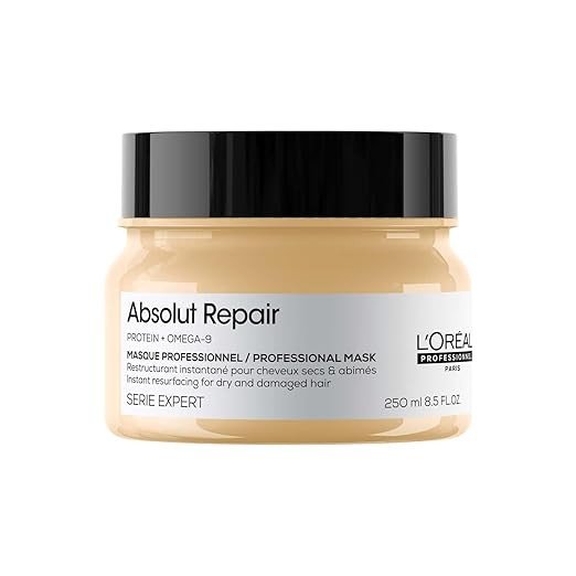 Loréal Professionnel Absolut Repair Mask for Dry & Damaged Hair - 250ml | Professional mask for Strengthening and Repairing Hair, With Protein & Omega-9, For Men & Women