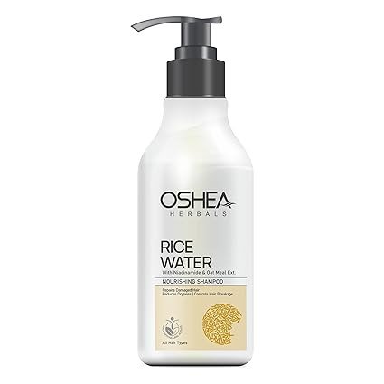 Oshea Herbals Rice Water Nourishing Shampoo | Repairs Damage, Reduces Dryness & Controls Hair Breakage | With Niacinamide, Oatmeal Extract, Rice Bran Oil & Coconut Oil | 300ml