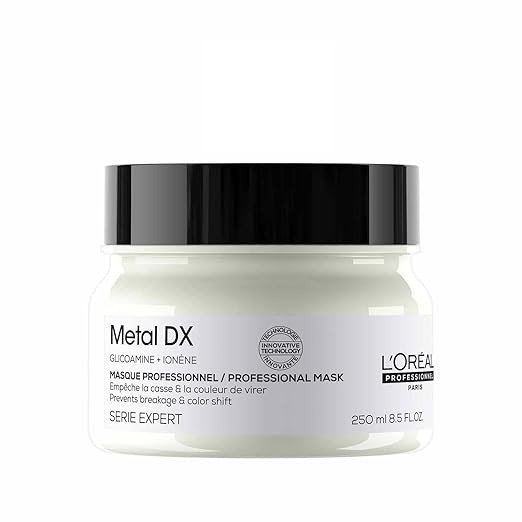 Loréal Professionnel Metal DX Anti-Deposit Protector Hair Mask - 250ml | Professional Mask for Less Breakage, Get Strong & Shiny Hair | With Glicoamine | For Men & Women