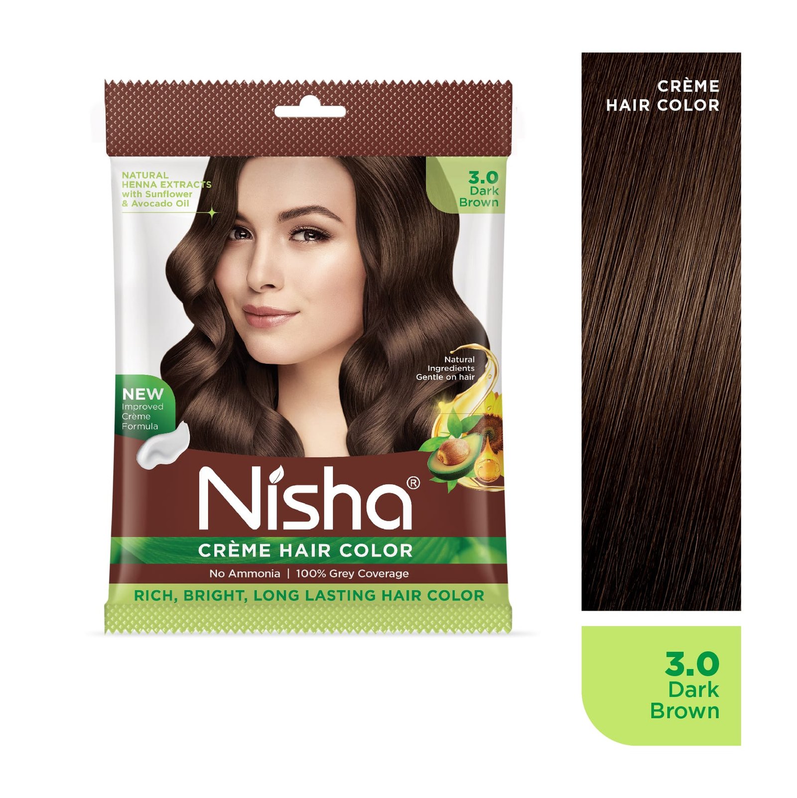 Nisha Crème Hair Color No 3 Dark Brown