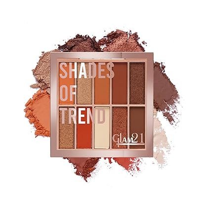 Glam21 Shades of Trend Eyeshadow Palette | 10 Highly Pigmented Shades |Smudge Free & Long-Lasting| Shimmery Finish| 4gm