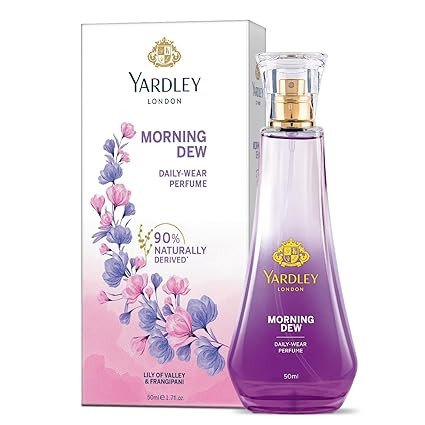 Yardley London Morning Dew Perfume| Fresh Floral Scent| 90% Naturally Derived| Lilly Of Valley & Frangipani| Perfume For Women