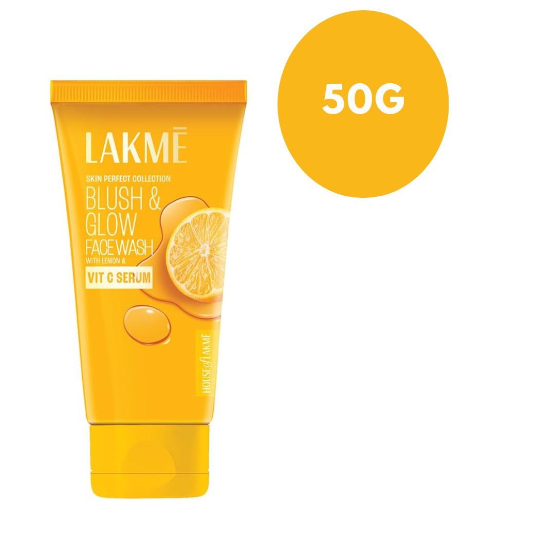 LAKMÉ Blush & Glow Exfoliating Face Wash With Vitamin C Serum, Brightening And Gentle Facewash With Lemon Fruit Extracts For All Skin