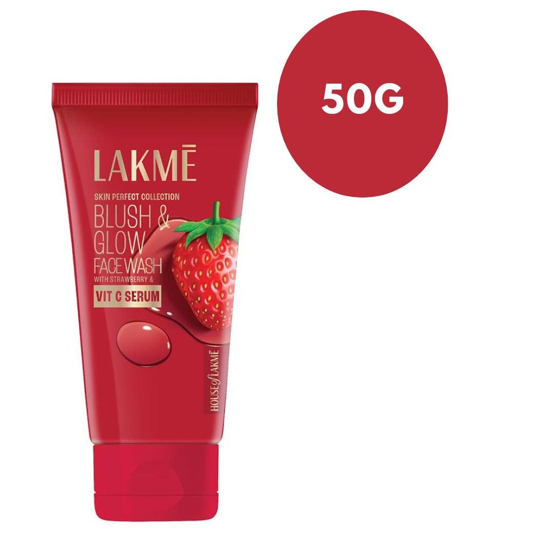 Lakme Blush & Glow Exfoliating Face Wash with Vitamin C Serum, Hydrating and Gentle Facewash with Strawberry Fruit Extracts