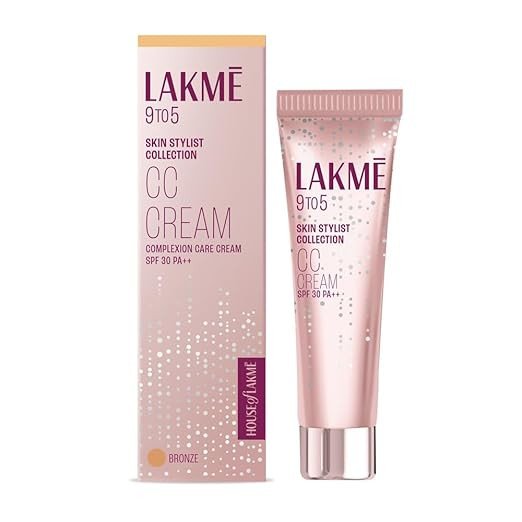 Lakme 9 to 5 CC Cream, 03 - Bronze, Light Face Makeup with Natural Coverage, SPF 30 - Tinted Moisturizer to Brighten Skin, Conceal Dark Spots