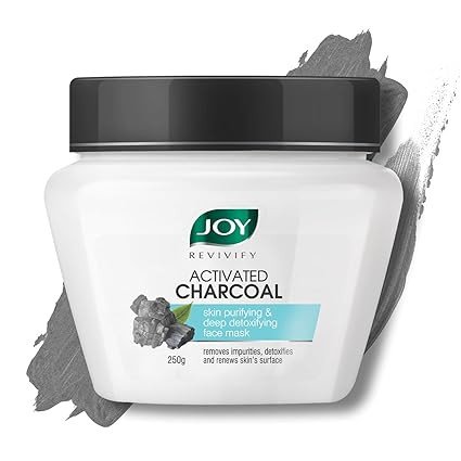 Joy Activated Charcoal Face Pack for Skin Purification & Detoxification (250gm) | Clay Mask with Bentonite & Kaolin Clay for Men & Women | Removes Dirt, Controls Sebum & Reduces Wrinkles