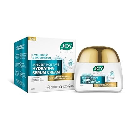 Joy Revivify Hyaluronic & Watermelon 24H Deep Moisture Hydrating Serum Cream | Deep Moisturizing Cream | Silky Smooth Feel | Vitamin A, C, E & B6 | Cocoa Butter – 50 ml
