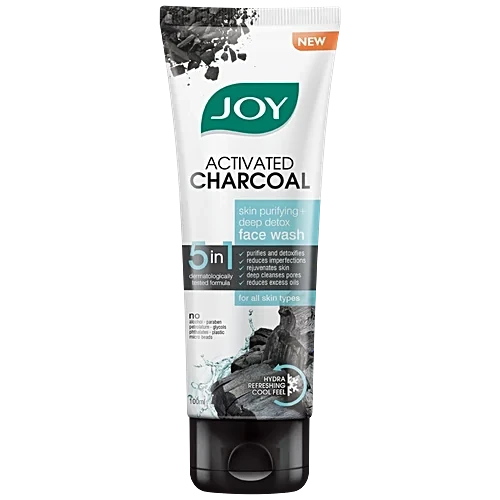 Joy Activated Charcoal Face Wash for Oily Skin | Controls Oil & Removes Dirt & Blackheads | Fights Pollution, Reduces Acne & Pimples For a Clearer & Smoother Skin