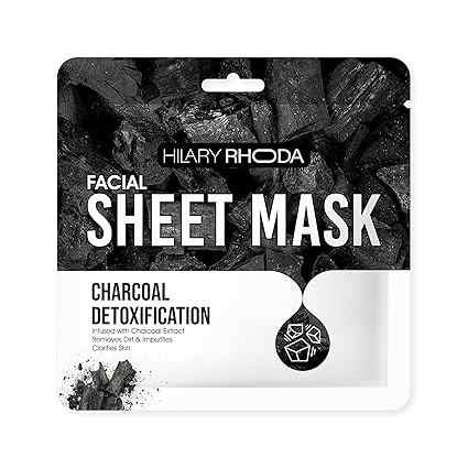 Hilary Rhoda Charcoal Detoxification Sheet Mask | Deep Cleansing & Anti-Pollution | Infused with Charcoal | Detoxifies Skin | Suitable For All Skin Types - 20gm