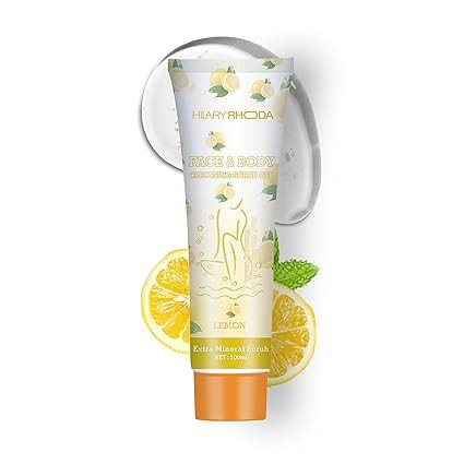Hilary Rhoda Face & Body Cleansing Scrub Gel | Dead Skin Removing Cleansing Scrub Gel | Gently Exfoliates Skin Cells | Removes Dirt & Oil | 100ml Lemon