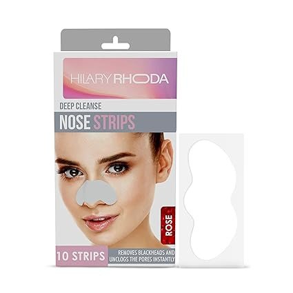 Hilary Rhoda Deep Cleanse Nose Strips | Instant Removal | Removes Blackheads & Whiteheads | Deep Cleanses Skin & Removes Dirt & Oil | 10 Strips (Rose)