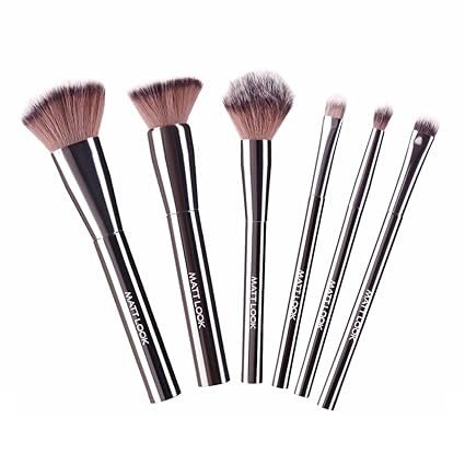 MATT LOOK Professional Signature Brush Set Of 6 Ultimate Makeup Brush Set for Flawless Looks, Silver, Set of 6