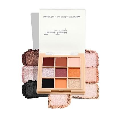 TEEN TEEN Naughty 9 Colors Eyeshadow Palette – Matte, Shimmery & Metallic Finishes | Long-Wearing, Easily Blendable Multicolor Eye Makeup for Bold & Everyday Looks 7.2gm